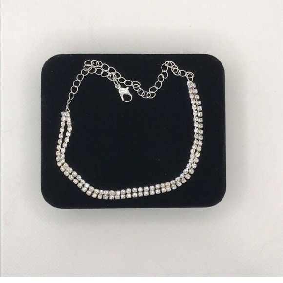 🌴3/$10 - Double Rhinestone Anklet - Silver - Picture 2 of 3
